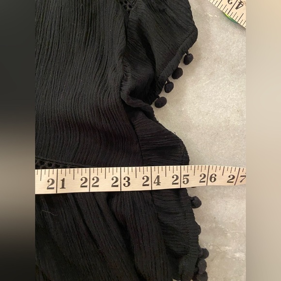 NWT Perfectly Palm Size L Black Flowy Pom Pom Sleeve Pullover Sundress Coverup - Picture 8 of 8